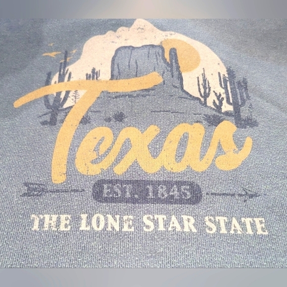 XL Cotton Blend Graphic "Texas" Kangaroo Pocket Long Sleeve Hooded Sweatshirt - Picture 6 of 6